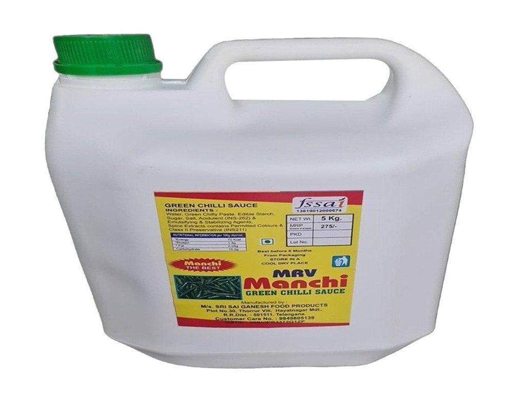 MRV Manchi 5kg Green Chill Sauce, Packaging Type: Can