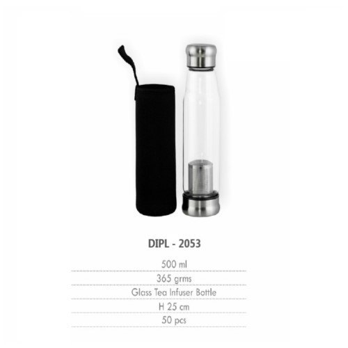 Glass Tea Infuser Bottle with Black Cover