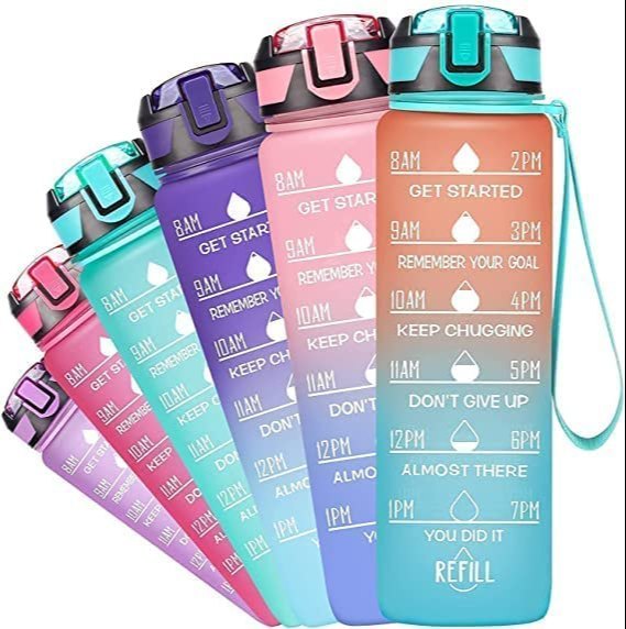 Plastic Unbreakable Silicone Water Bottle 1L, 1000 mL