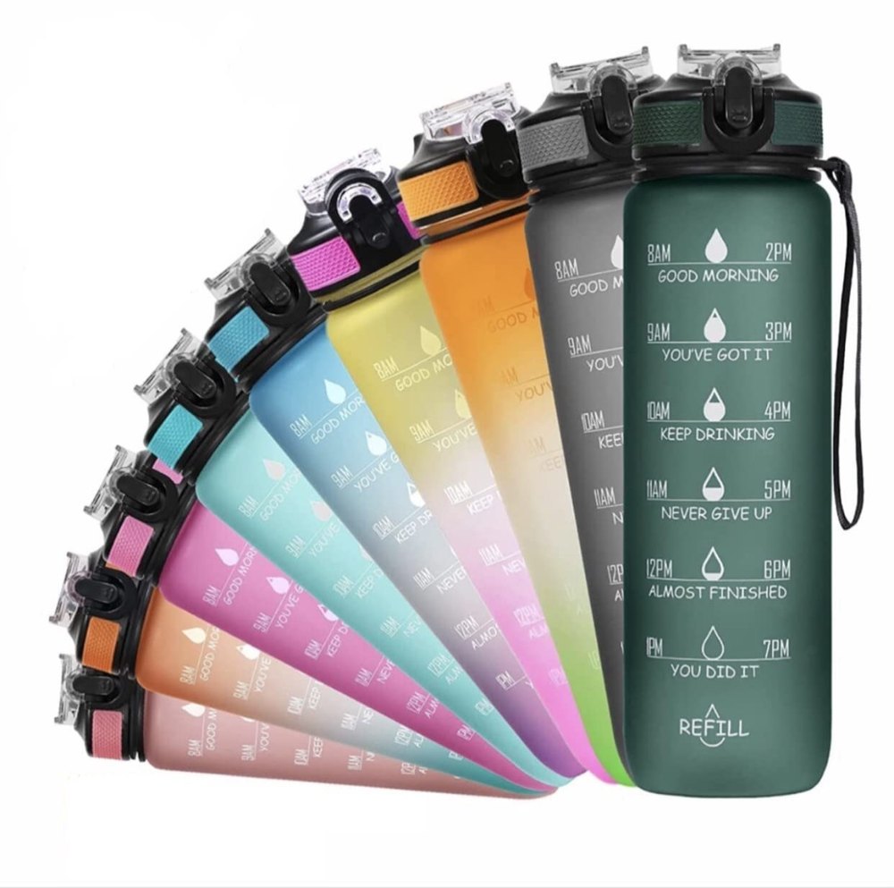 Silicone Unbreakable Water Bottle With Motivational Time Marker, 1 Litres , Mysterious Grey
