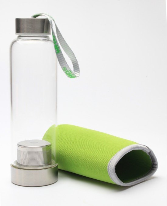 Stainless Steel Red Glass Botle with Infuser for Green Tea Herbs, For Drinking Water, 750 mL