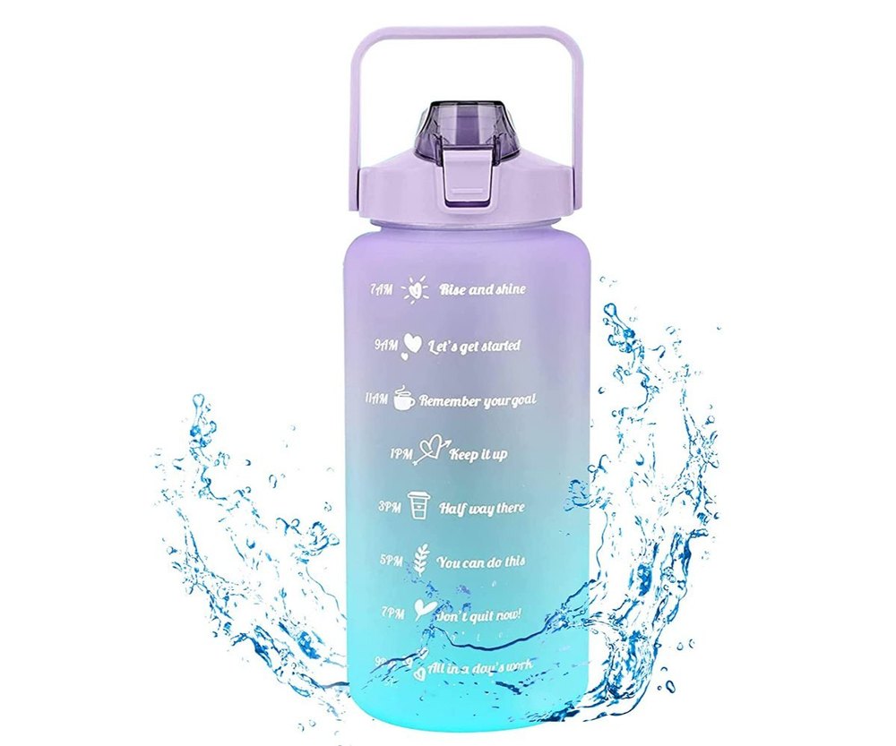 Sipper Water Bottle 2 L with Motivational Time Marker Non-Toxic Water bottle