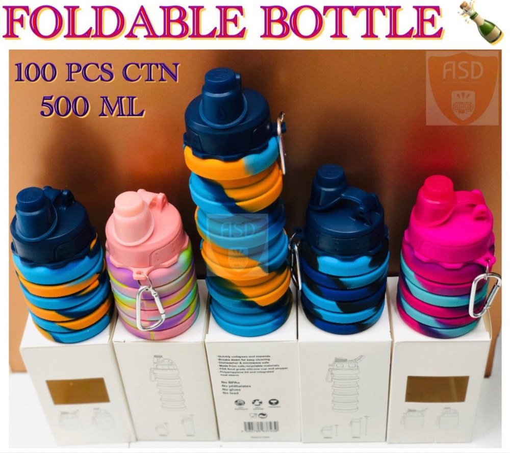Foldable silicon water bottle