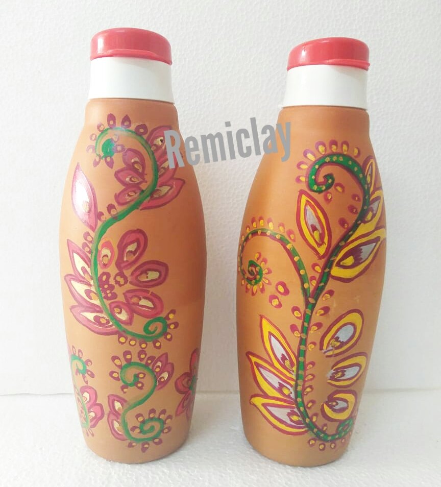 Eco Friendly Terracotta Clay Designer Bottle