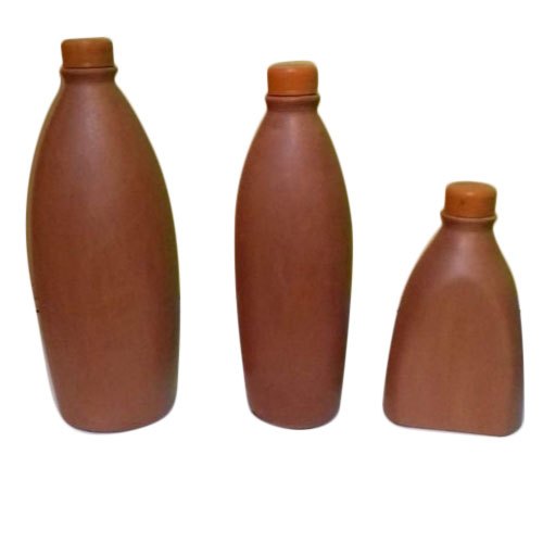 Screw Cap Brown Terracotta Water Bottle Set