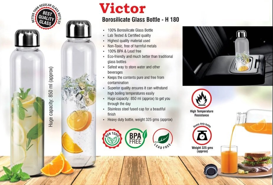 800ml Borosilicate Glass Bottle (850 Ml Approx), For Drinking