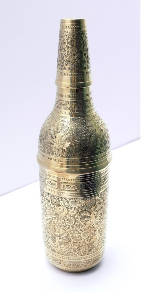 Metal Decor Polished Engraved Brass Bottle, Chudi