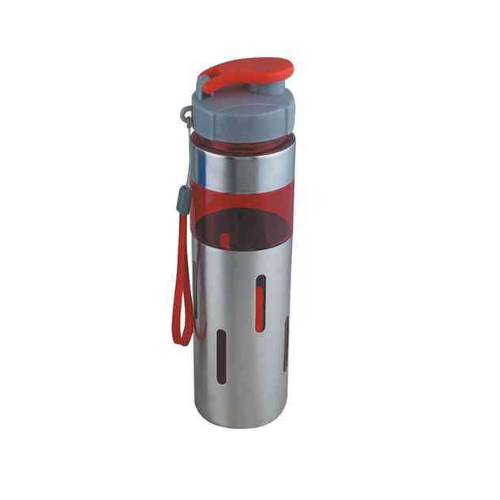 Grey And Red Polycarbonate Water Bottle