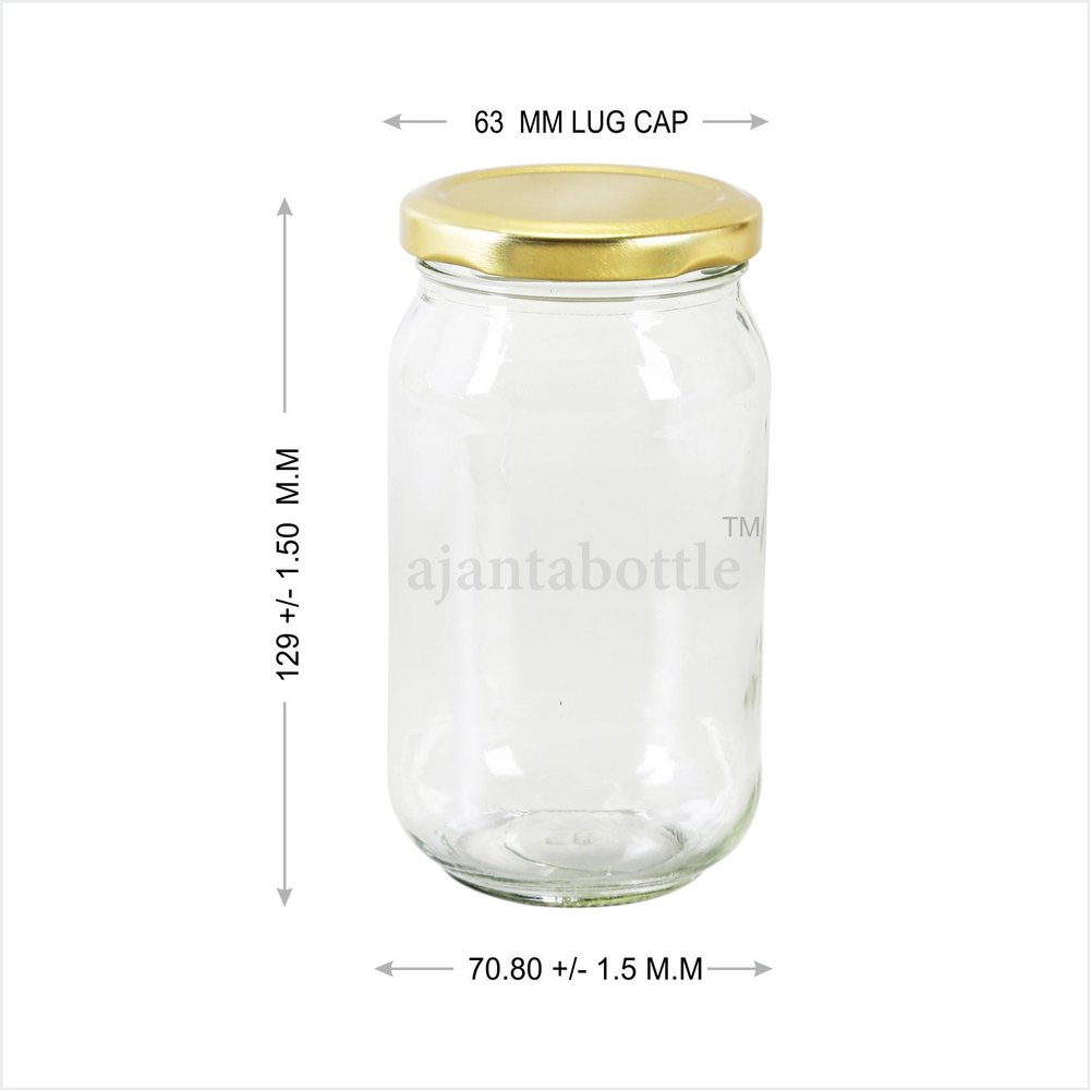 Glass 400 Gm Round Pickle Jar, Capacity: 400 G