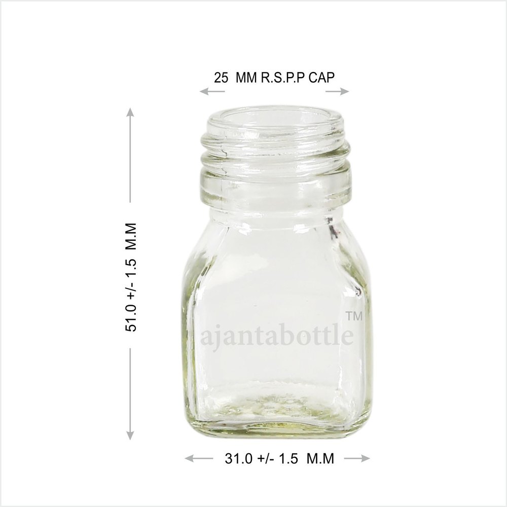 25 Gm Square Honey Glass Bottle