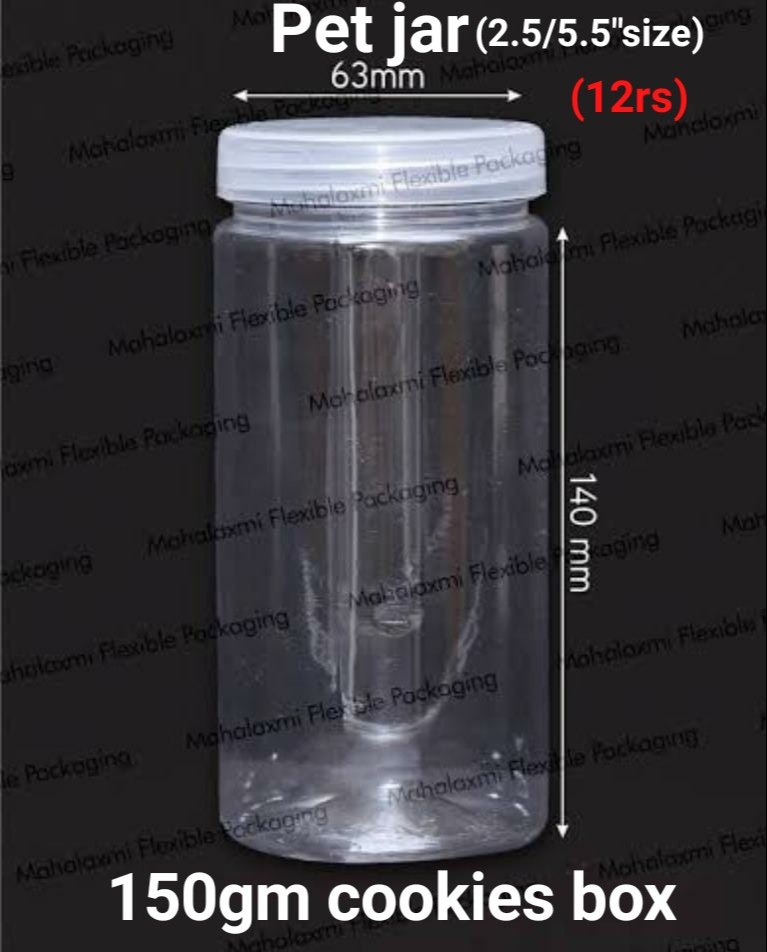 Transparent Round 150gms Pet Jar, For Cookies Packaging, Size: 2.5*5.5 Inches