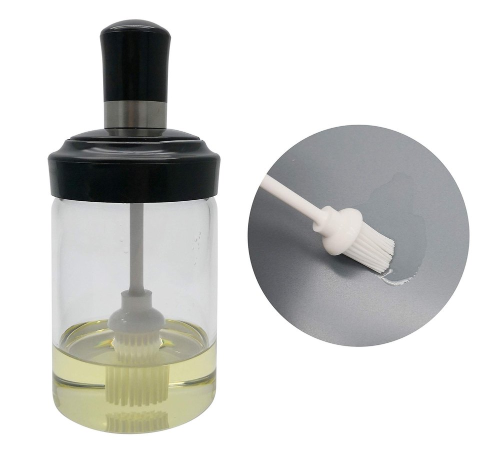 Glass Food Storage Jar with Brush For Ghee, Butter, Oil & Stoppers, Cheese -250ml (Transparent)
