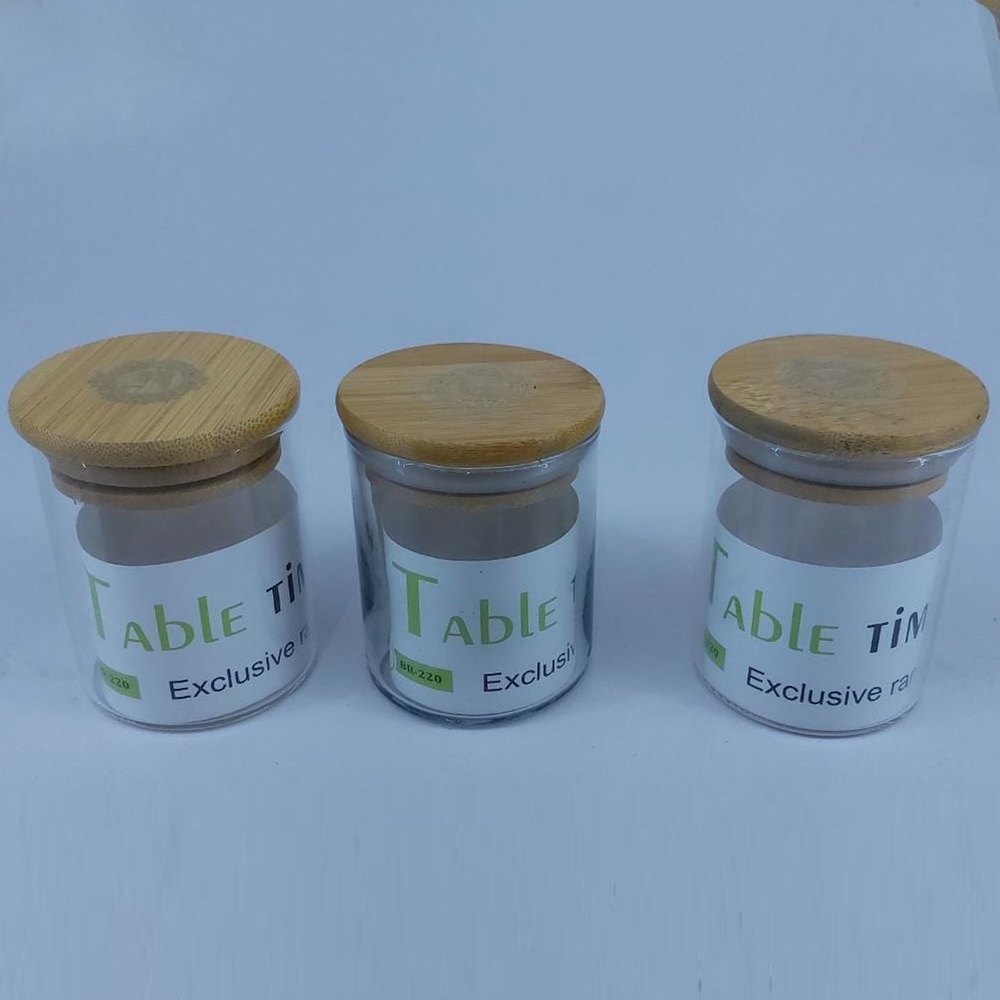 Wooden 350 ml Glass Jar Set