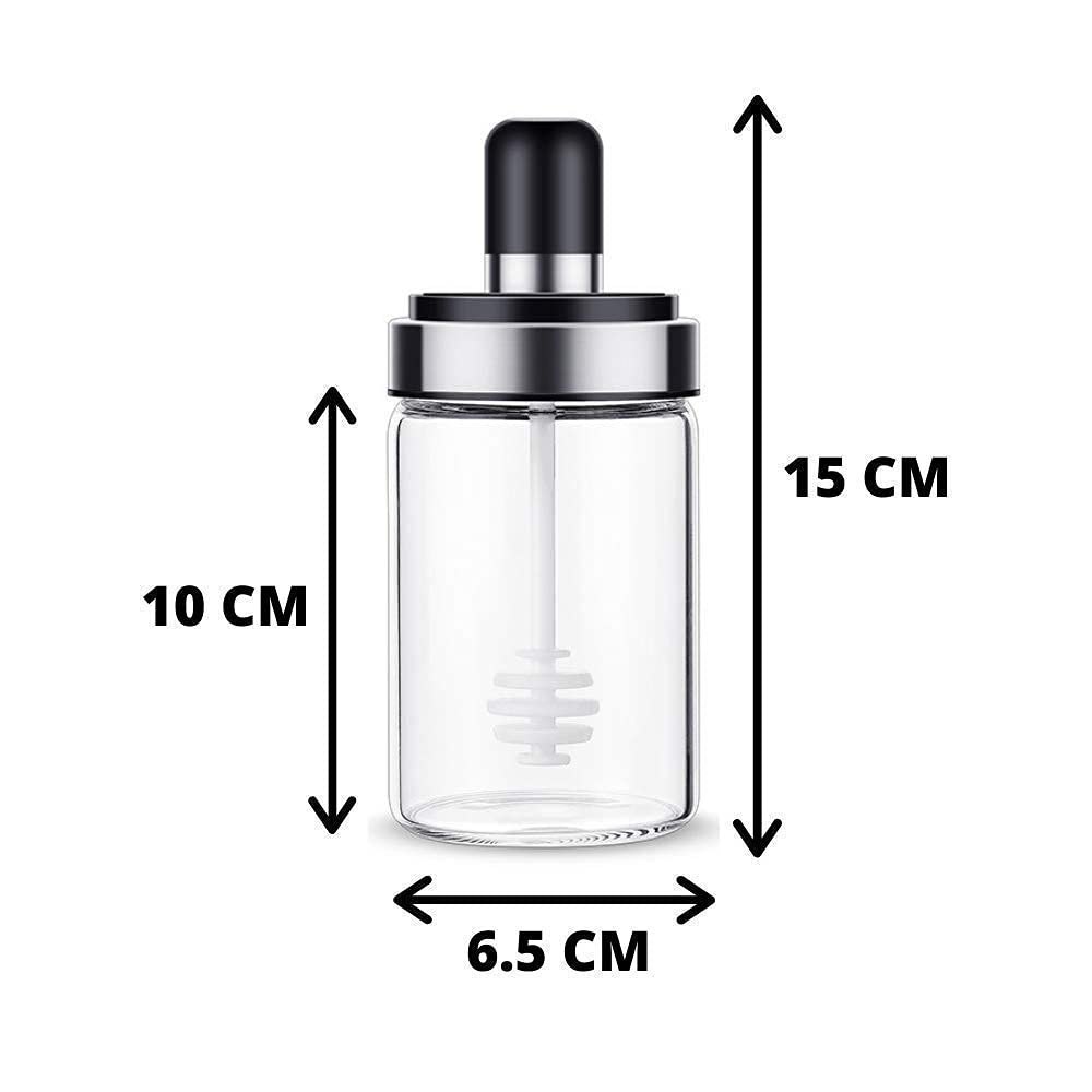 Borosilicate Glass Food Storage Jar Honey Storage with Dipper -250 ml