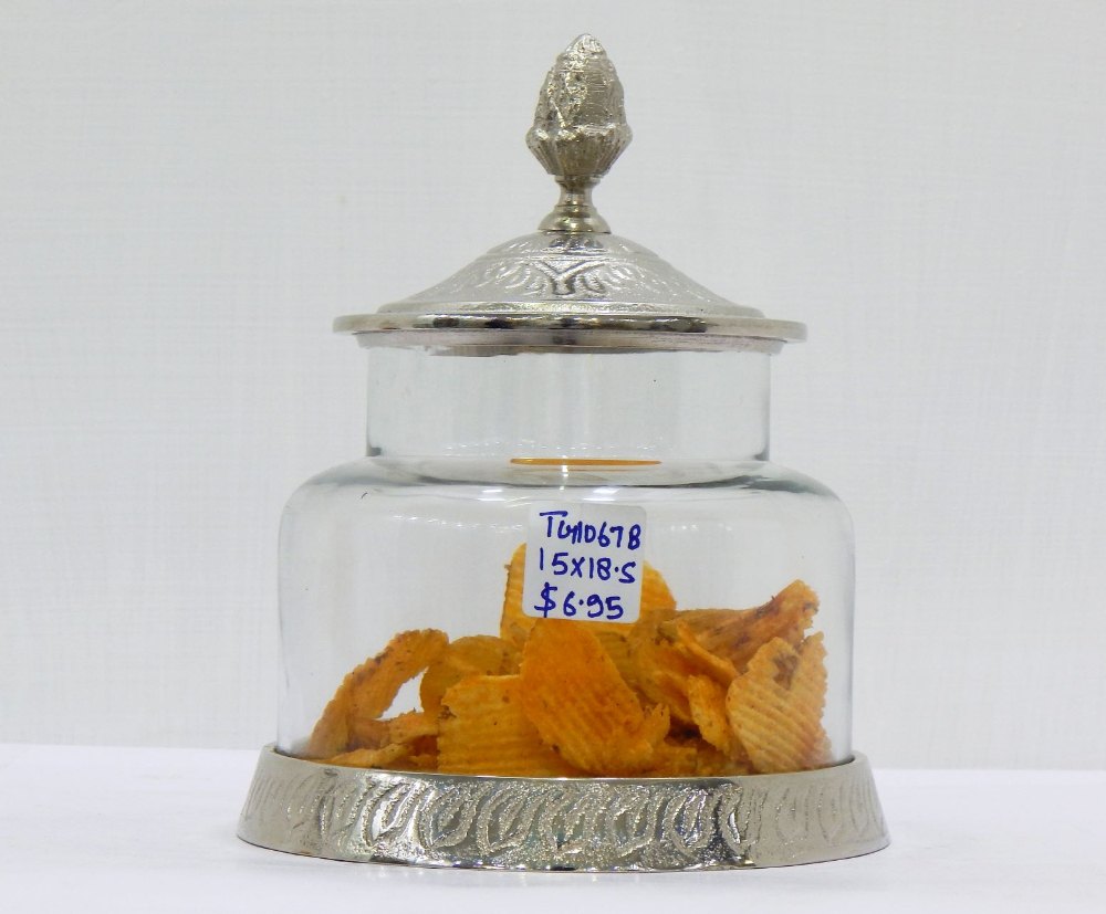 Aluminium Glass Candy Jar, 450ml