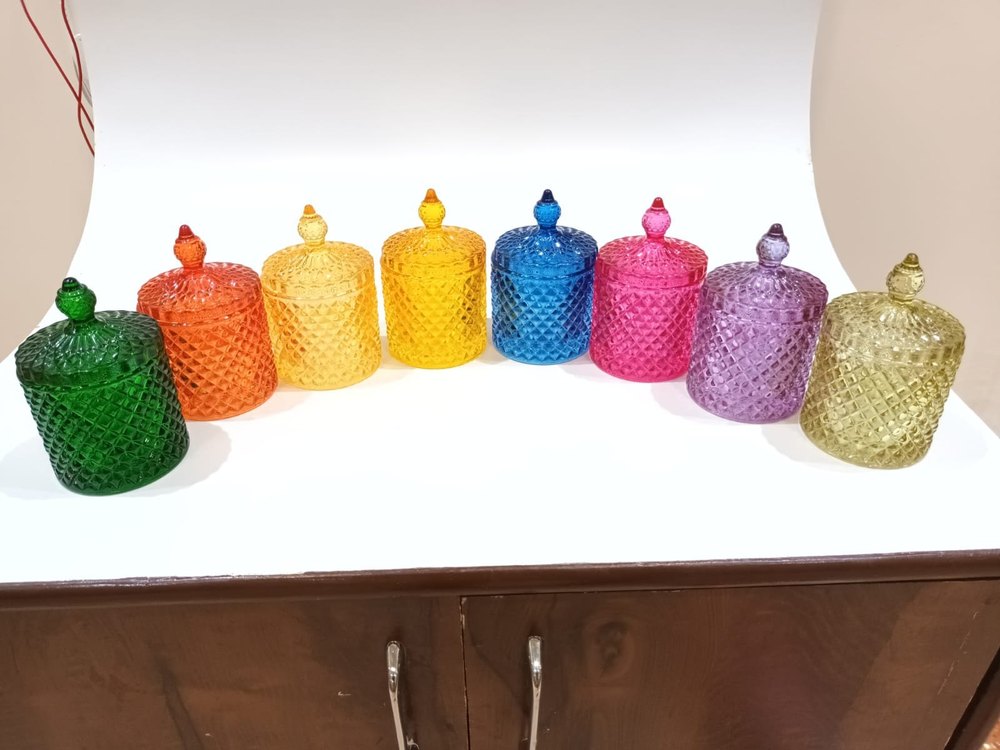 Candy Glass Jar Diamond Cutting, 250ml Brimful