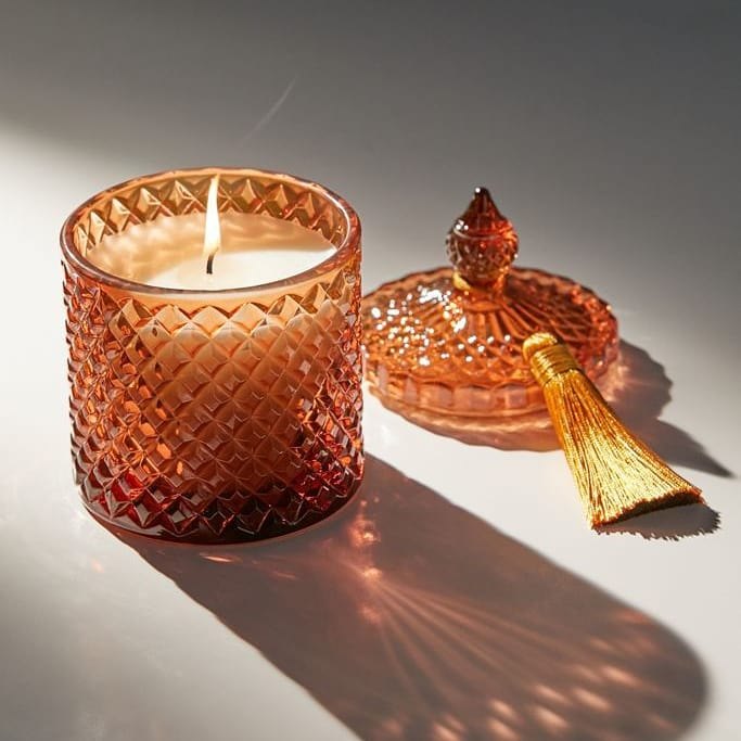 Golden Glass Diamond Candy Jar