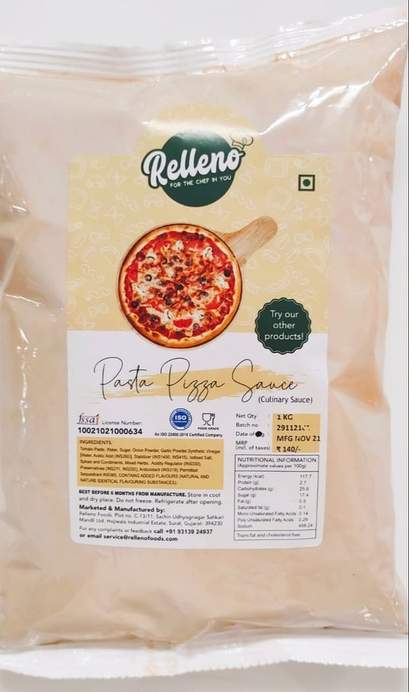 Dark Red Garlic And Herb 1Kg Relleno Pizza Pasta Sauce, Packaging Type: Pouch