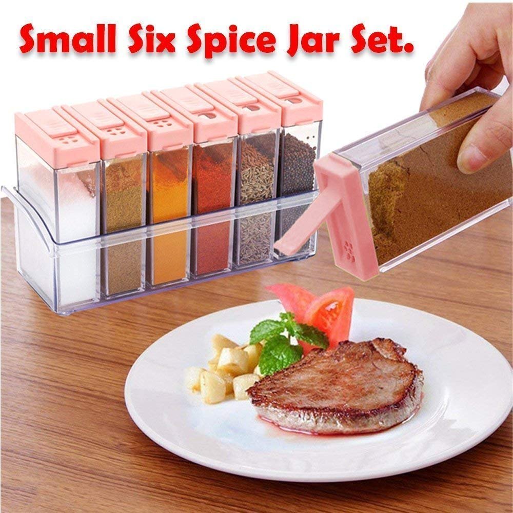Zylam Spice Container 6 Piece Condiment Shakers Jar, For Kitchen Use