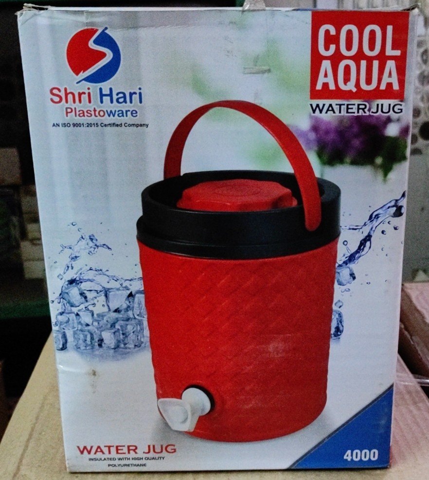 MIX COLOURS Plastic Cool Aqua Insulated Water Jug, Capacity: 3liter