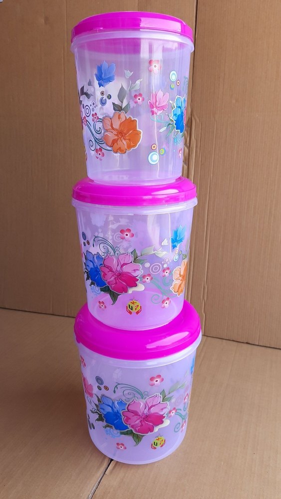 Transparent Round Kitchen Foil Flower Printed Container 7lit 10lit 13lit, Packaging Type: Box, Size: 7kg 10kg 13 Lit