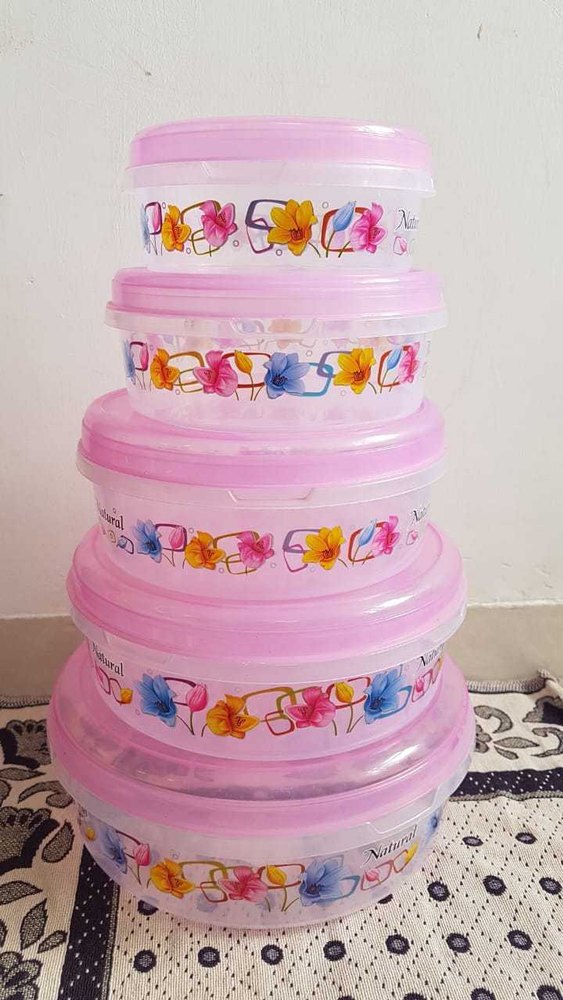 Transparent Round PLASTIC CONTAINER SET, For Storage, Capacity: 5 kg