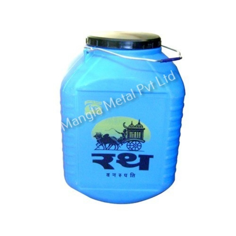 Blue Printed Plastic Ghee Container, Capacity: 15 Kg