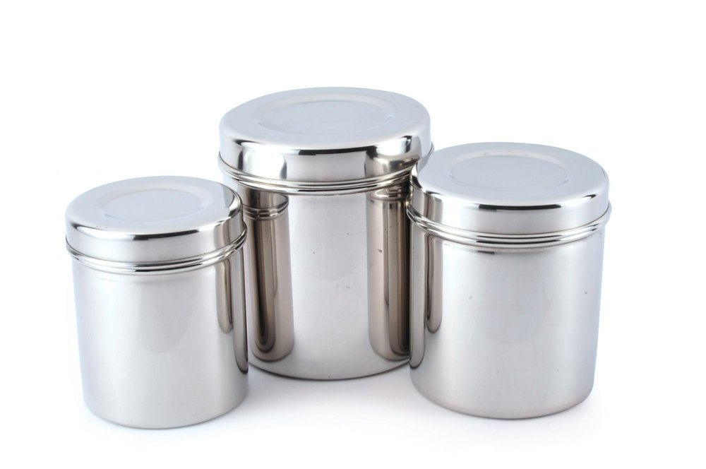 Silver Round Stainless Steel Dal Container, Capacity: Upto 2 Kg