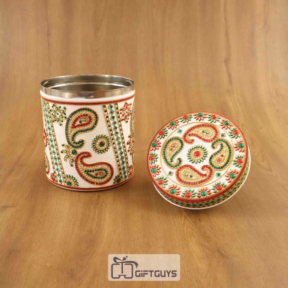 White Decorative Steel Container, For Kitchen
