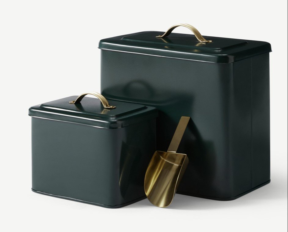 Iron Green Extra Large Pet Food Storage Set of 2 with Scoop, Rectangle