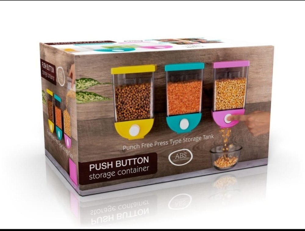 Plastic Plain Push button storage container, For Kitchen, Square