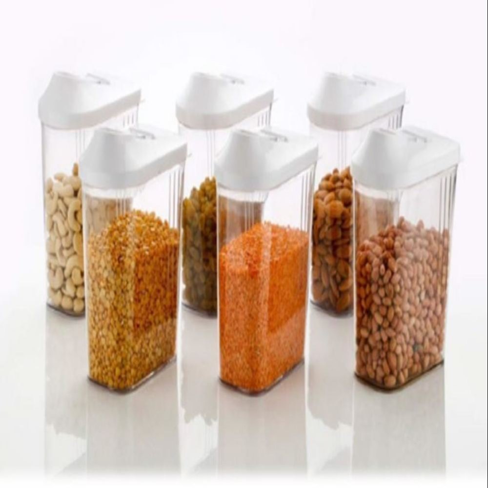 Plastic Easy Flow Storage Jar, Plastic Cereal Dispenser Spice Container (CLEAR)