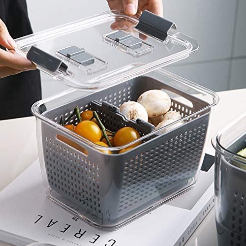 3 in 1 Multifunctional Draining Crisper with Strainers Vegetables fruits Storage Containers