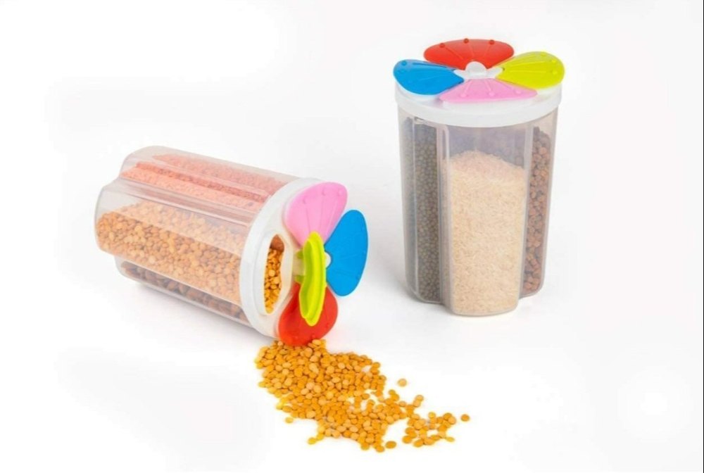 Plastic Plain KR KITCHENWARE IND. Dal Container 4 Sections Food Storage, Round, Capacity: 2.5 L