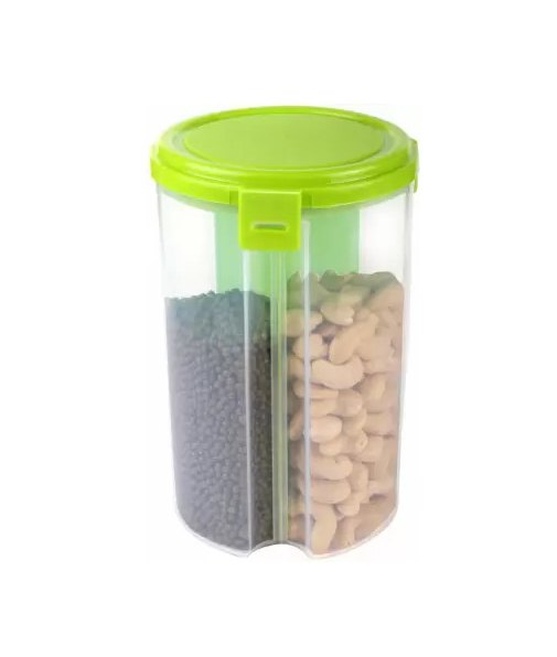 Cylindrical Plastic Transparent Food Storage Container 3 Section, Capacity: 1500 Ml