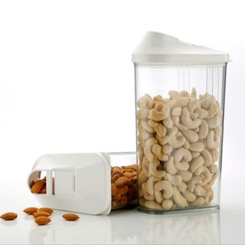 Plastic White And Transparent Kitchen Storage Container, Capacity: 1 Kg