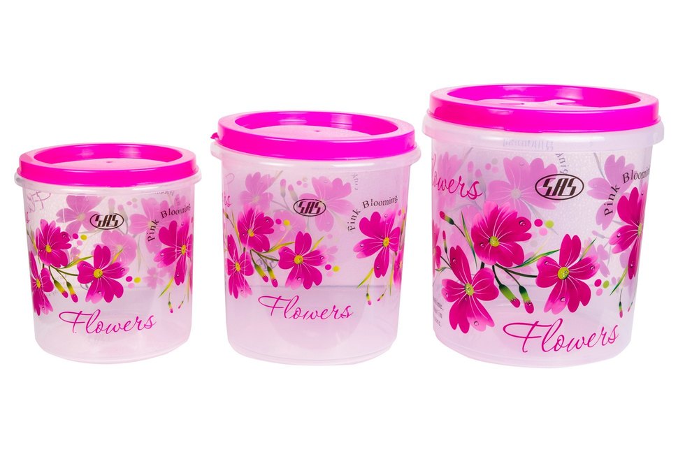 SAS Plastic Airtight Kitchen Storage Containers, Set of 7 Pieces, Printed