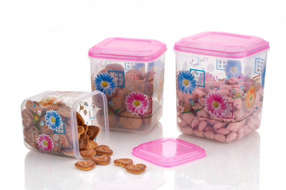 Pink Square Kinon Plastic Food Storage Container Set, Capacity: 2 kg, Weight: 300 Gram