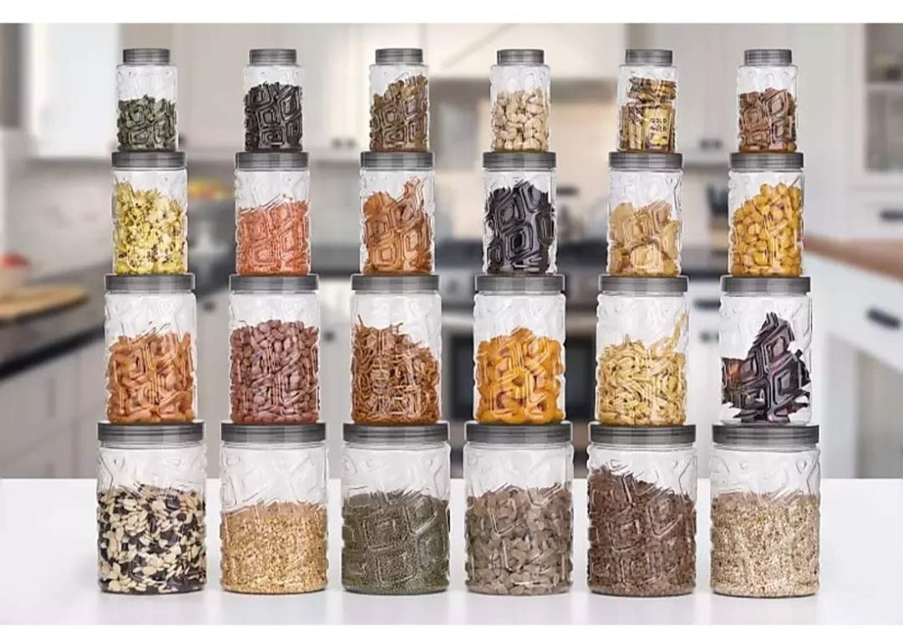plastic Transparent Kitchen4U - 24 Pcs Storage Container Set for Kitchen, Packaging Type: Box, Round