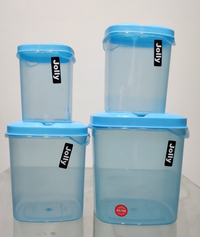 plastic Food Storage Container Transparent Kitchen Containers 4Pcs Set, Square