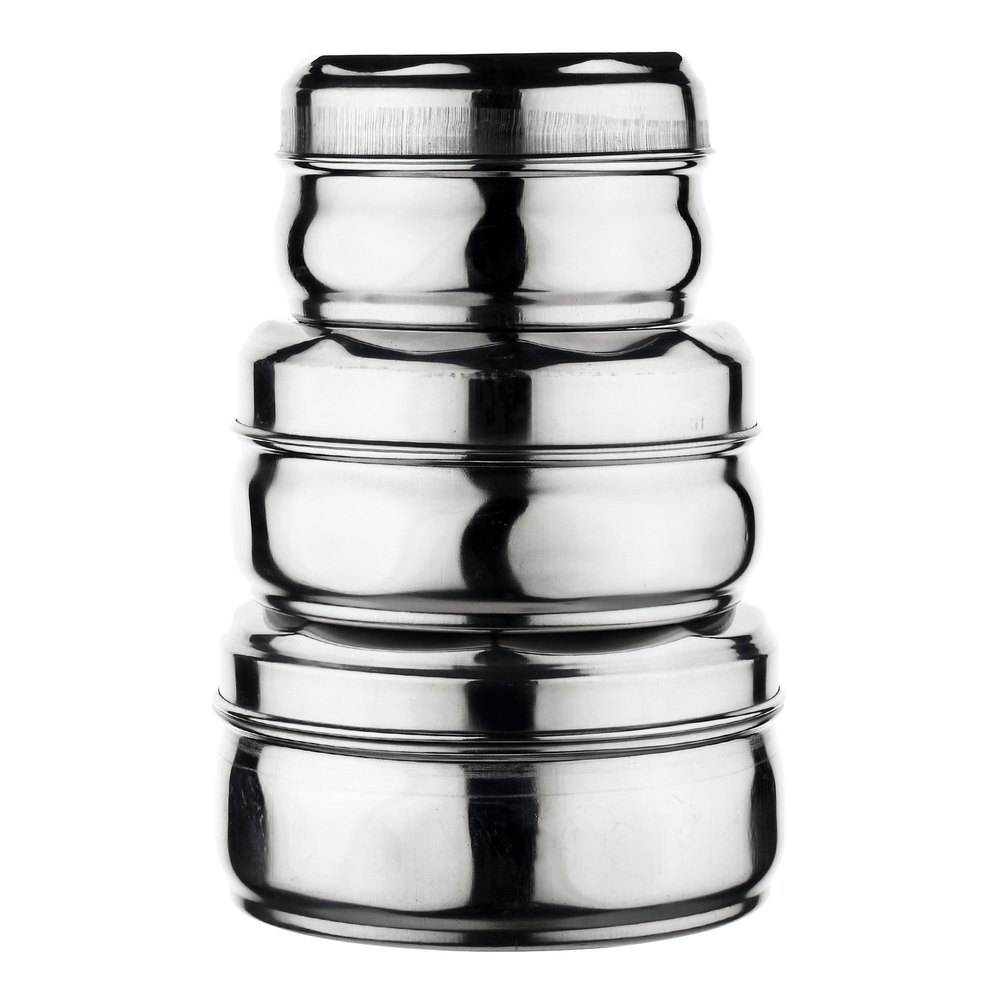 Stainless Steel Food Storage Containers Poori Dabbi Set of 3