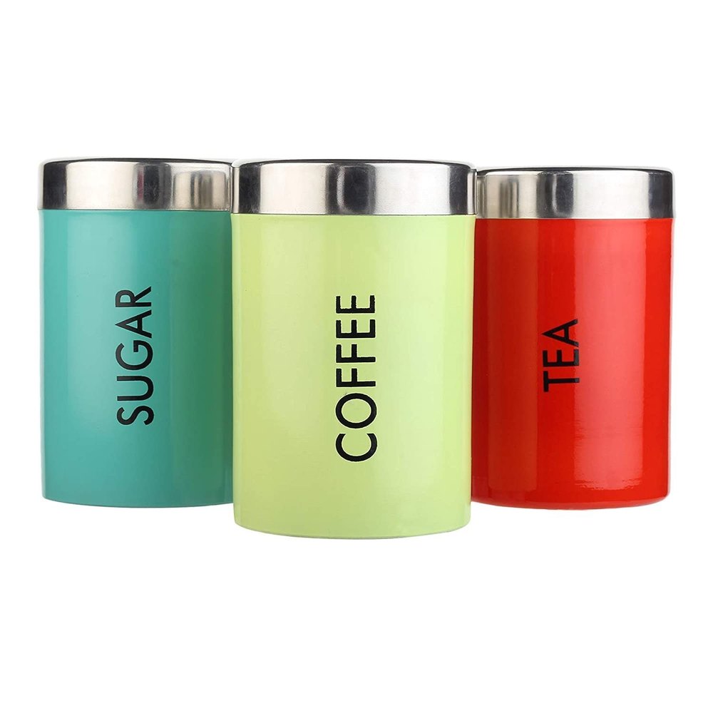 Multicolor Stainless Steel Tea Coffee Sugar Container, For Home, Capacity: 500ml