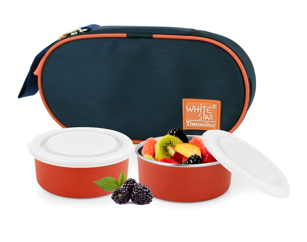Thermastar Steel 2 Pcs Microwave Safe Container with Lunch Bag