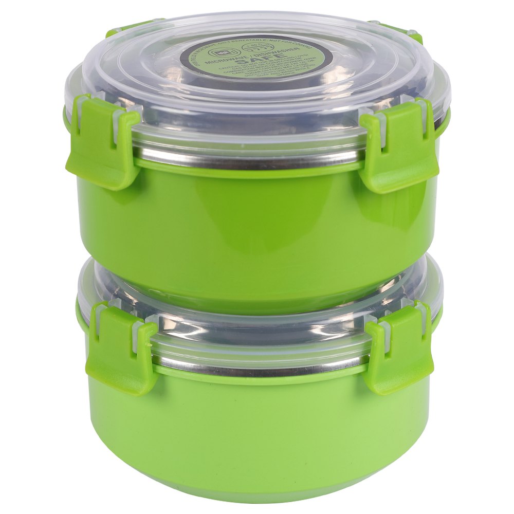 Kinship India Stainless Steel Microwave Safe Lunch Container 500 Ml Set Of 2