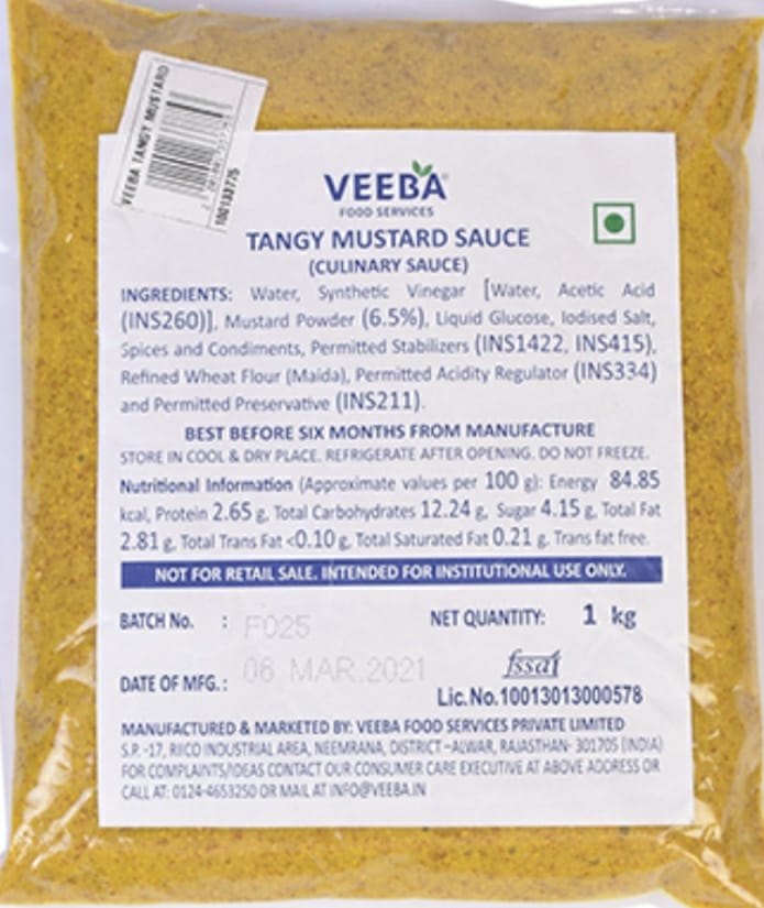 veeba tangy mustard sauce, Normal, 1 kg