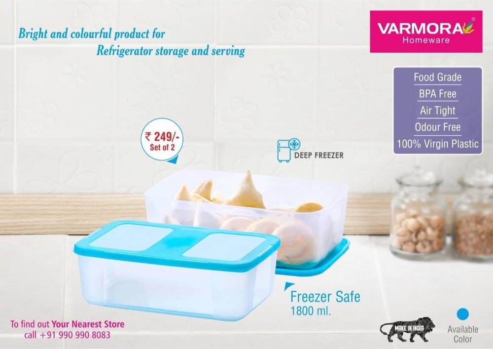 Plastic Plain Freezer Safe Container, Capacity: 1800ML