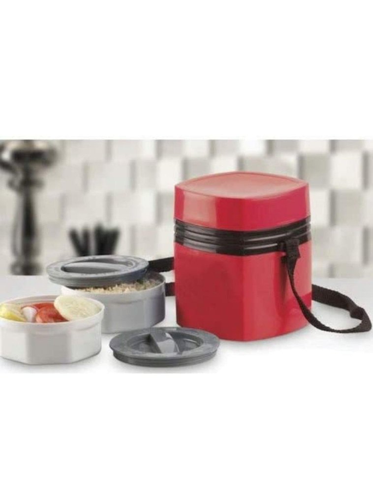 Plastic Red Mega Lunch Box (Microwaveable), For Office, 3 Set