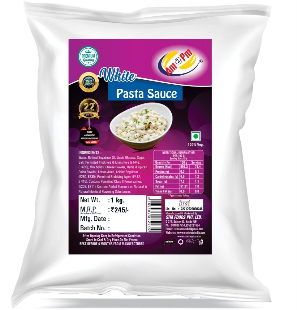 White Pasta Sauce, Packaging Type: Evoh Pouch