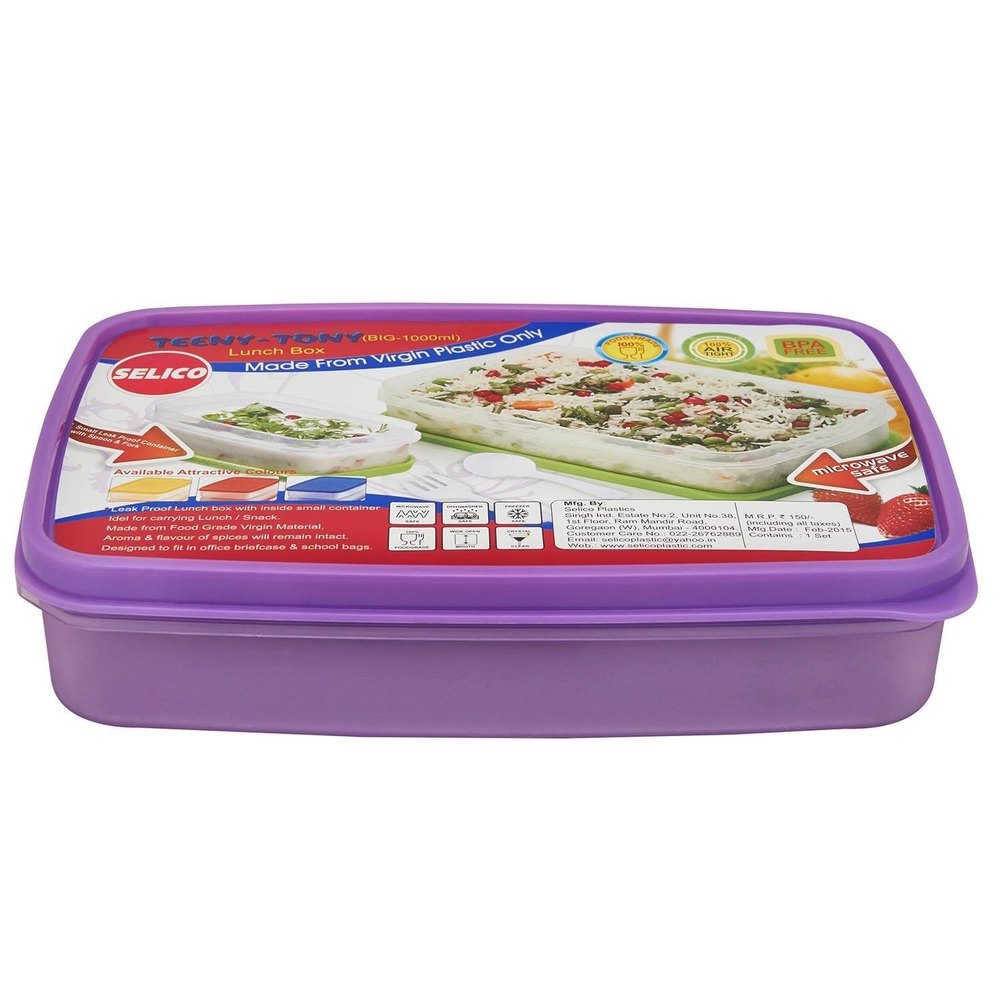 School Plastic Lunch Box, Shape: Rectangular, Capacity: 500 Gm