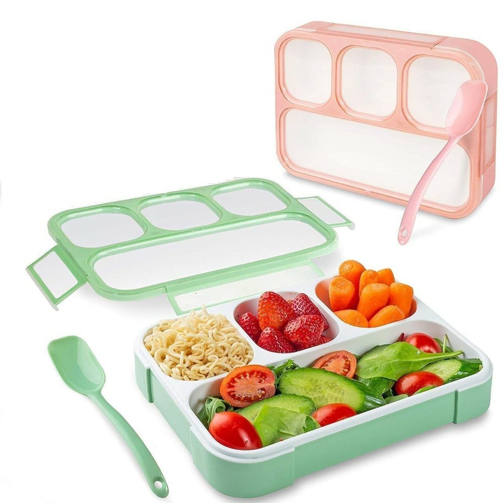Plastic Leak Proof 4 Compartment Lunch Box, For School, Capacity: 350ML